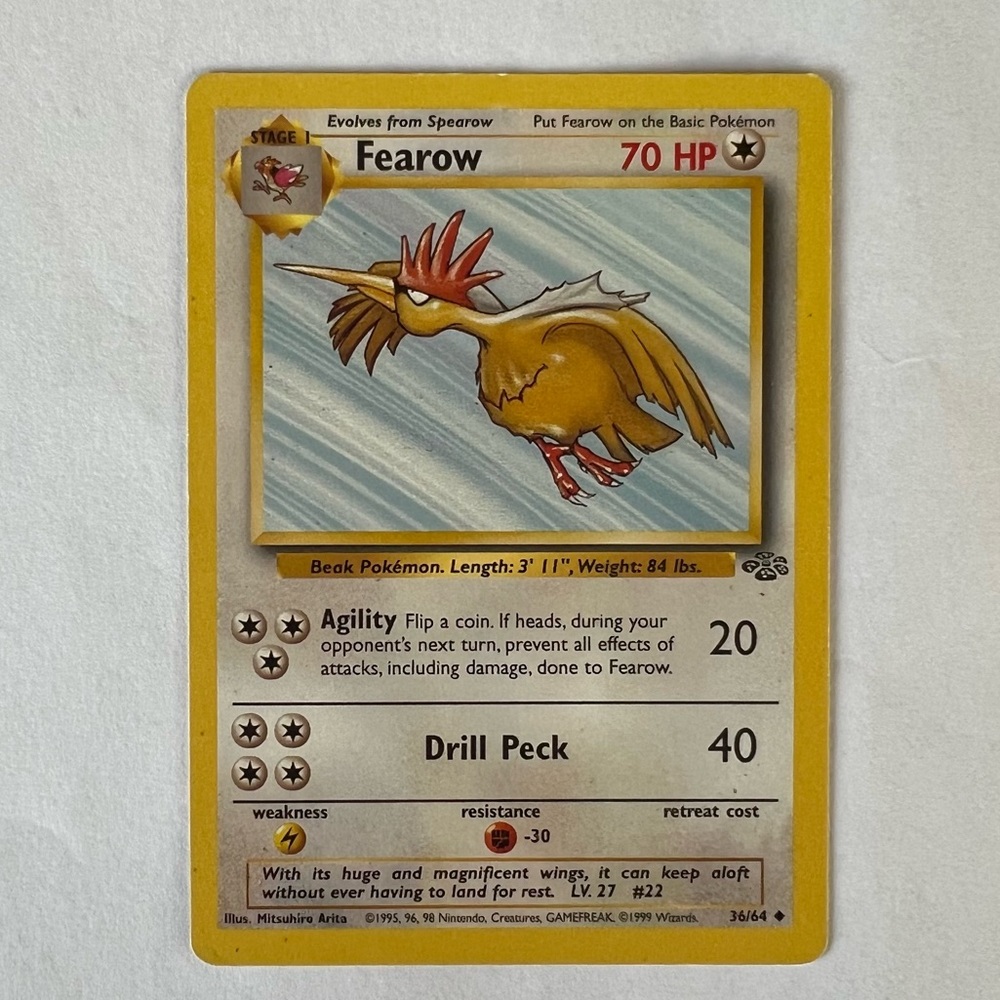 Vintage Pokemon Fearow Playing Card